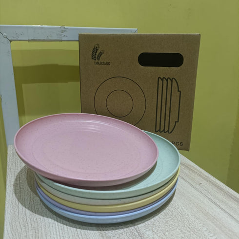 Wheat Straw Plates Lightweight Unbreakable Dinner Dishes Plates Set Dishwasher & Microwave Safe (Small 6 Pack 5.9')...
