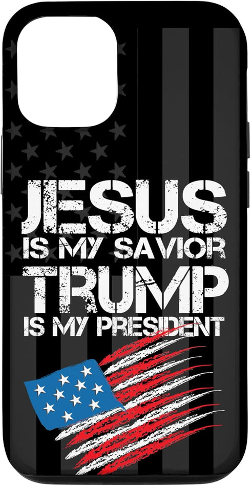 iPhone 13 Trump phone case Jesus Is My Savior Trump Is My President Case...