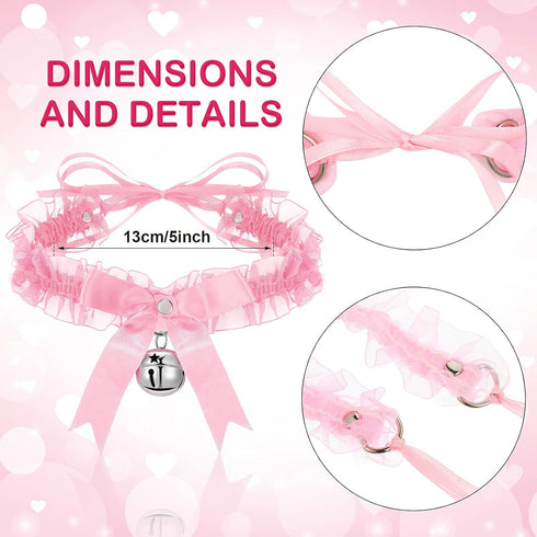 3 Pieces Punk Lace Chokers Gothic Lace Bowknot Choker Necklaces with Bells Stretch Collar Chokers Ribbon Necklaces for Women...