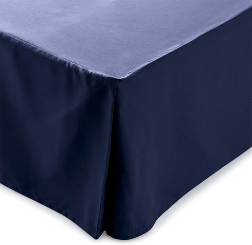 Linenspa 14 Inch Wrinkle and Fade Resistant-Machine Washable-Easy Use Pleated Microfiber Bed Skirt, Full, Navy...