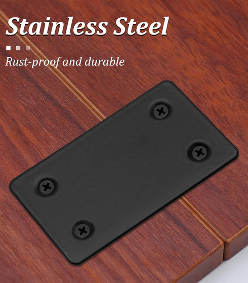 8Pcs Flat Straight Brace Brackets Stainless Steel, Black Fixing Mending Joining Plates Shelf Support Repair Plate for Furniture, Shelves, Cabinet ...