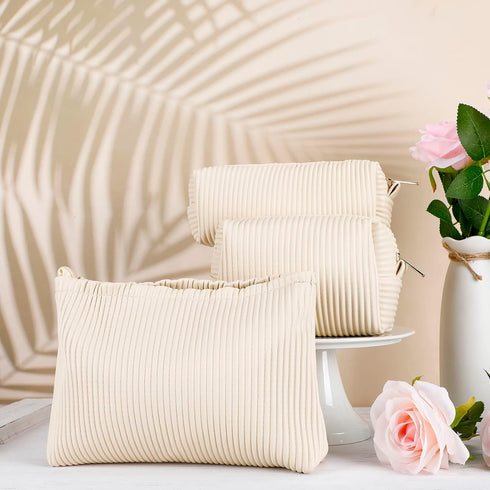 3 Pcs Cosmetic Bags Makeup Bag for Women Portable Travel Toiletry Cosmetic Pouch Cute Bag Accessories Brushes Storage Organizer for Daily Use, 3 S...