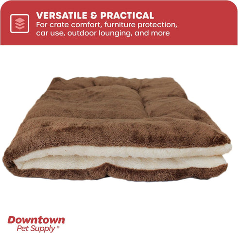 Downtown Pet Supply Medium Fleece Dog Crate Mat, Brown/Oatmeal, 29 in x 20 in...