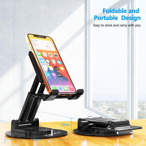 YXLILI Foldable Phone Stand Adjustable Angle Height Cell Phone Holder for Desk 360° Rotating Cellphone Stand for Office Compatible with iPhone14/1...