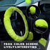 9 Pcs Father's Day Fluffy Car Accessories Set Soft Furry Steering Wheel Covers Set for Men Universal 15 Inches for Men Car Decoration, Lime Green...