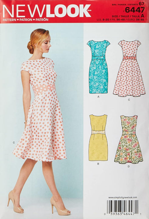 NEW LOOK Patterns Misses' Dresses A (8-10-12-14-16-18-20) 6447...