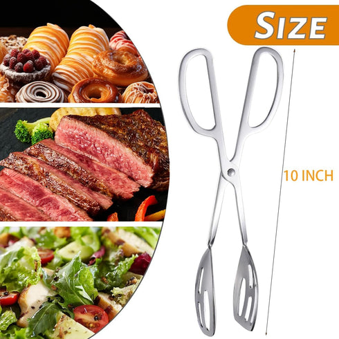 2 Pack Serving Tongs Buffet Tongs for Kitchen Cooking 10 Inch Stainless Steel Salad Tongs Serving Utensils for Wedding Party Catering (Silver)...