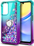 NZND Designed for Galaxy A15 Case, Samsung A15 4G/A15 5G Phone Case, Glitter Floating Liquid Waterfall Cute Case with Tempered Glass Screen Protec...