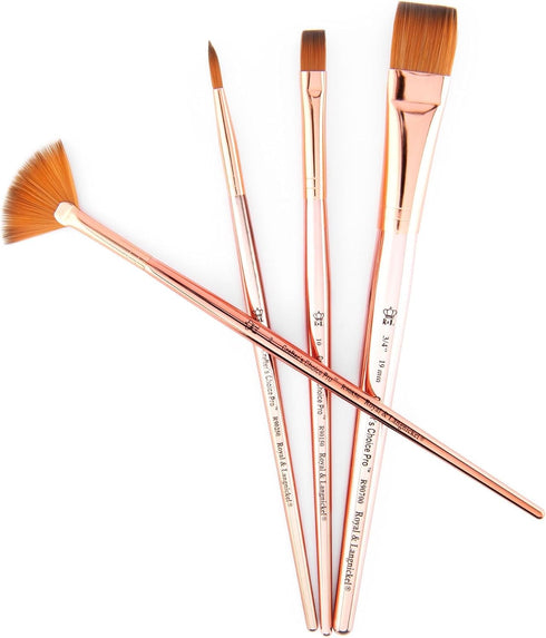 Royal & Langnickel Crafter's Choice Pro 4pc Synthetic Sable Wash Variety Craft Brush Set, Includes - Shader, Wash, Round & Fan Brushes...