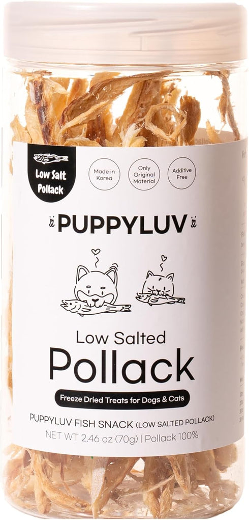 Low Salted Pollack Fish Snacks | Natural Air Dried Dog Treats & Cat Treats | Training Treats for Dogs | Rich with Fish Oil for Dogs | All Breeds &...