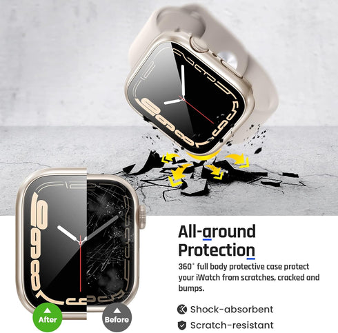 Goton 2 in 1 Waterproof Case for Apple Watch Screen Protector 40mm SE 2nd Gen Series 6 5 4, 360 Protective Glass Face Cover Hard Bumper + Back Fra...