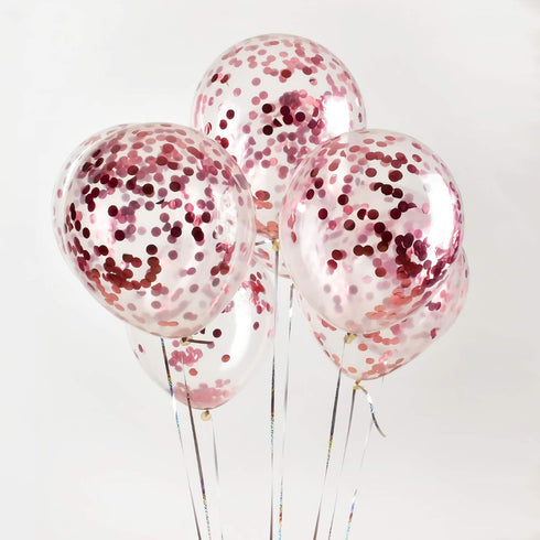 Rose Gold Confetti Balloons, 25 Pcs Thickened 12 Inch Clear Latex Balloon with Confetti Inside for Graduation Decorations Engagement Bridal Shower...
