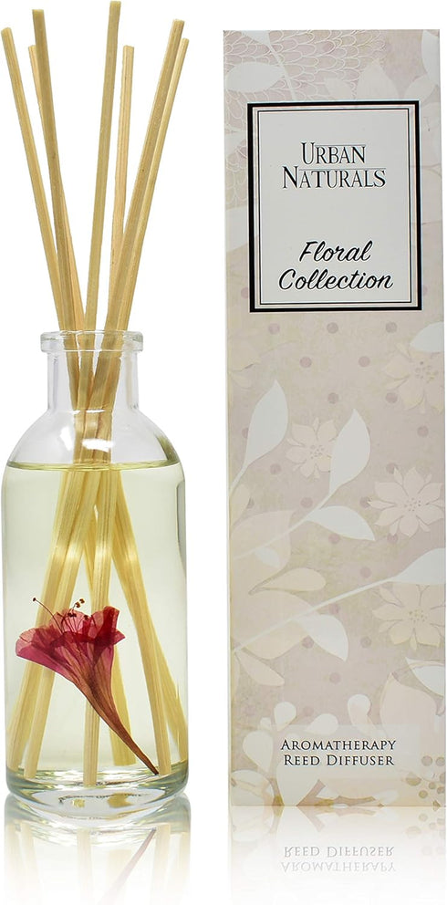 Urban Naturals Honeysuckle & Jasmine Reed Diffuser Oil Scented Sticks Set– Hyacinth, Cassis, Neroli & Geranium | Long Lasting Air Freshener for Th...