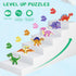 FLYINGSEEDS 6 Packs Dinosaur Wooden Shaped Jigsaw Puzzles for Toddlers Ages 1 2 3, Level-up Puzzles for Beginner, Montessori Learning Toys Prescho...