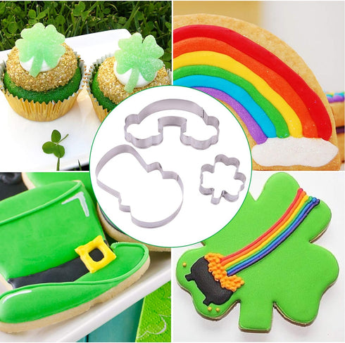 16PCS St.Patrick's Day Cookie Cutter Set Irish Party Supplies - Shamrock Leprechaun Coin Rainbow Beer Flag Horseshoe Design...