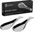 Stainless Steel Spoon Rest-Spatula Ladle Holder Set of 2 Stainless Steel Utensil Spoon Rest Holder Brushed Finish Dishwasher Safe Serving Cooking ...