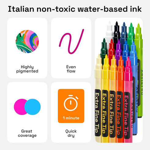 ARTISTRO Acrylic Paint Pens for Rock Painting, Stone, Ceramic, Glass, Wood, Metal, Fabric, Canvas Pebbles. Set of 15 Acrylic Paint Markers Water-B...