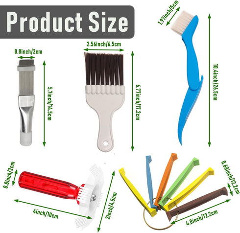 5 Piece Air Conditioner Fin Cleaner Set: Includes 3 Fin Straightening Combs and 2 Coil Cleaning Brushes - Perfect for Air Conditioner, Refrigerato...