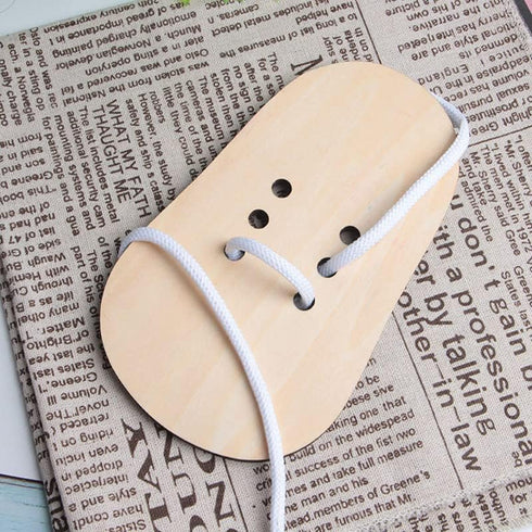 2 pcs Wooden Lacing Shoe Learn to Tie Laces Threading Educational Motor Skills Toy...