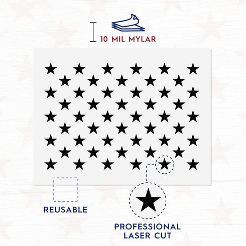 50 Stars Stencil Template - Reusable 4th of July Stencil of American Flag 50 Stars Pattern Stencil for Independence Day Decorations Painting Wood ...