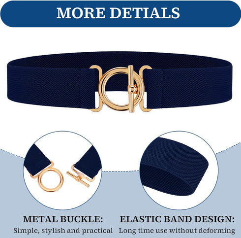 Women Elastic Belt, Invisible Stretch Ladies Belts with Gold Flat Buckle Skinny Waist Belt For Jeans Pants Dresses...