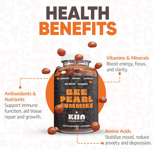 Bee Bread Gummies - Fermented Bee Pollen & Honey, 100% Natural Multivitamin, Superfood for Energy, Metabolism, Sleep, Recovery, Immunity | Rich in...