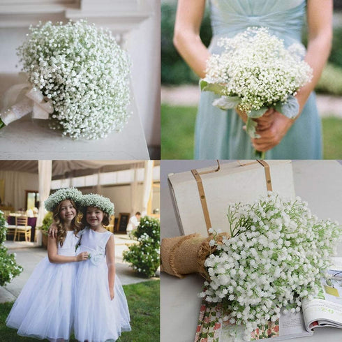 Olrla White Babys Breath Artificial Flowers Bulk, 10 Pcs Long Stem Fake Gypsophila for Wedding Bouquets Floral Arrangement Home Office Table Decor...