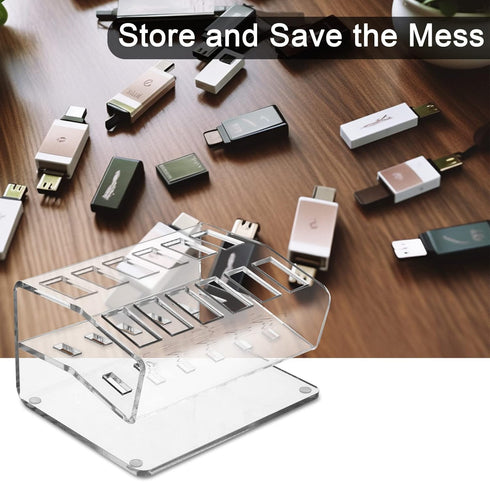 USB Flash Drive Holder Stand USB Memory Stick Storage Organizer, Acrylic USB Flash Drive Case Rack Holds up to 12 USB Flash Drives Thumb Drives Ju...