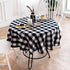 Buffalo Plaid Round Tablecloth Checkered Cotton Linen Table Cover for Kitchen Dining Room Home Decor ( Round - 48 Inch, White & Black )...