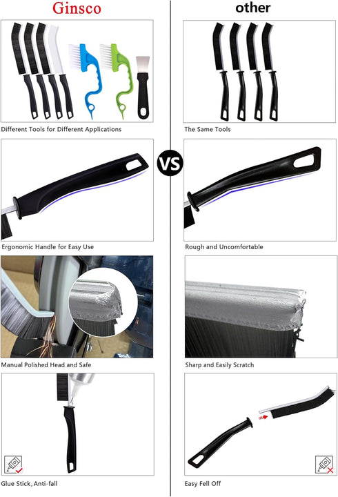 Crevice Cleaning Brush, Ginsco 7 Pcs Hard Bristle Crevice Cleaning Brush, Multifunctional Hand Held Gap Cleaning Brush Kits, Thin Cleaning Tools f...