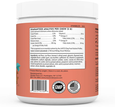 Skin & Coat Supplement for Dogs with Salmon Oil, Omega 3 & 6, EPA & DHA, Promotes Healthy Skin and Coat, Itchy Relief, Joint and Overall Health, D...