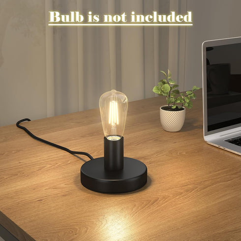 Licperron Table Lamp Base, E26 E27 Black Mini Desktop Night Stand Light without Shade, Small Short Metal Edison Bulb holder Desk Exposed Bulb Base...