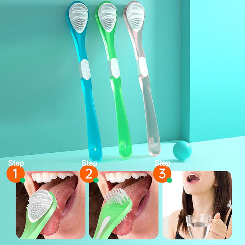 Tongue Scraper for Adults Kids, Tongue Cleaner for Oral Care, Silicone Tongue Brush Double-Side, Oral Scrapers for Reduce Bad Breath (3 Pack)...