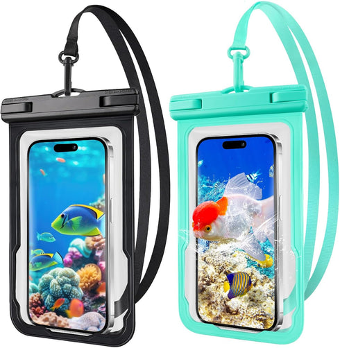 2 Pcs Waterproof Phone Pouch, Universal Waterproof Phone Case for iPhone Samsung Google Up to 7.3'', IPX8 Water Proof Cellphone Dry Bag for Snorke...