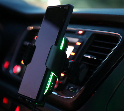 Minuto Wireless Secure Car Charger Mount Holder, 15W Fast Charging, 7.5W for iPhone, Auto-Clamping...