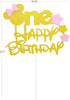 Glitter Gold Pink One Cake Topper for Girls First Birthday Minnie Party Cake Decorations...