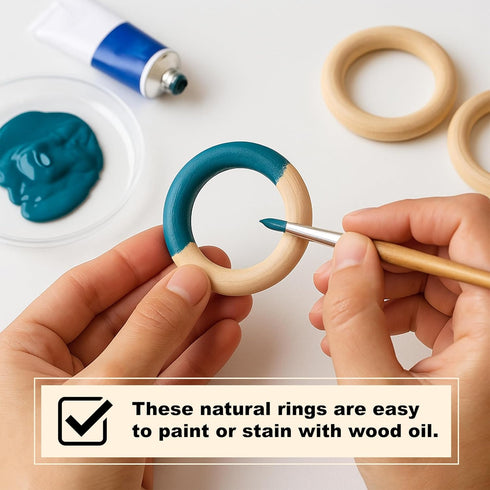 Mandala Crafts 75mm Wooden Rings Macrame Supplies - 20 Unfinished DIY Natural Wood Macrame Rings Circles for Crafts and Jewelry Making...