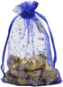 100Pcs 4x6 Inches Sheer Organza Drawstring Pouches Stars and Moon Wedding Party Favor Jewelry Candy Gift Bags (Blue)...