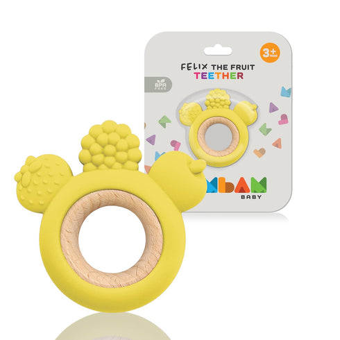 BAMBAM Baby Premium Silicone Teething Ring Toy – Felix The Fruit – 100% BPA Free Silicone, Child Safety Tested, Teether Toys for Baby & Infant 0-6...