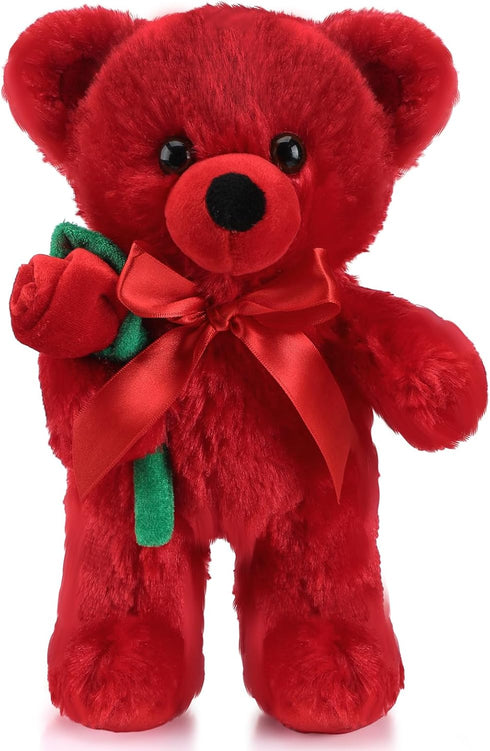 Plush Stuffed Animal Bear with Rose Funny Cute Stuffed Animal Plush Christmas Valentine's Day Gifts for Kids Toddler Girlfriend Mother's Day,11.8 ...