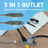 1 Ft Flat Plug Extension Cord, 16 AWG 3 Prong Grounded Low Profile Extension Cable,3 Outlet Extension Wire for Indoor, Grey...