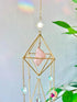 Crystal Suncatcher Rose Quartz, Spiritual, Sun Catcher Hanging for Windows, Rainbow Maker, Crystal Indoor Garden Home Decor, Natural Gemstone Boho...