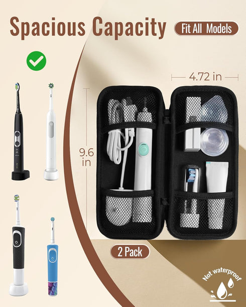 2in1 Electric Toothbrush Travel Bag Soft Case - Fits for Oral-B Pro/Philips Sonicare/iO Series Toothbrushes Cover Tooth Brush Storage Tooth Brushi...