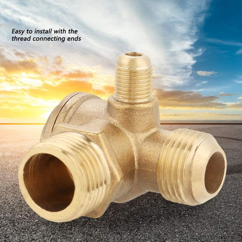 Air Compressor Check Valve, Male Thread 90 Degree Air Compressor Check Valve 3 Port Brass Spare Parts Tube Connector Pipe Joint Tool Replacement f...