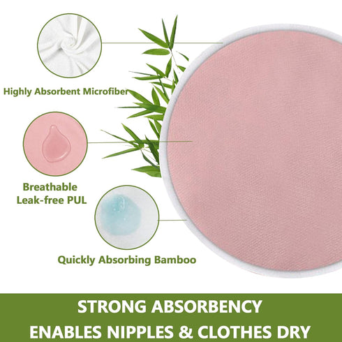 Organic Nursing Pads 12 Pack, Washable Viscose Derived from Bamboo Breastfeeding Pads, Reusable Breast Pads for Breastfeeding, Nipple Pads for Bre...