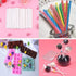 Big Size Lollipop Cake Pop Treat Bag Set Including 100pcs Parcel Bags, 100pcs Papery Treat Sticks, 100pcs Colorful Metallic Twist Ties for Making ...