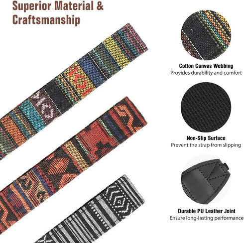 MoKo Camera Strap, Retro Cotton Canvas Woven Strap Universal Shoulder Neck Sling Belt for ALL DSLR/SLR Cameras Canon/Sony/Nikon, Adjustable Thin S...