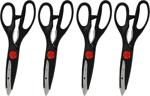 Set of 4 Black Stainless Steel Comfort Grip Scissors 8.5" Multi-Purpose Shears Perfect for Any Kitchen, Crafting Table, and More!...