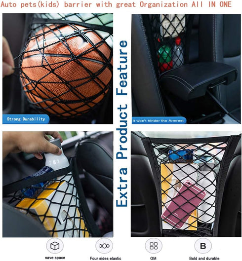 Car Dog Barrier,Dog Car Net Barrier,Pet Barrier,Auto Safety Mesh Organizer,Safety Car Divider for Children and Pets,2 Layer...