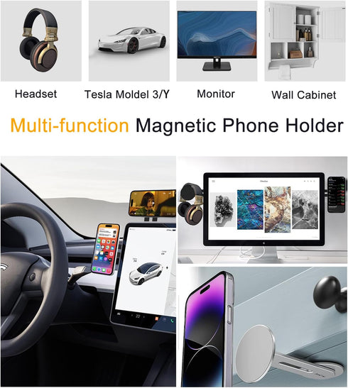 180° Adjustable & Flip Continuity Camera Monitor Mount, Dual Screen Magnetic Phone Holder for Laptop, Slim MacBook Webcam Mount Compatible with Ma...